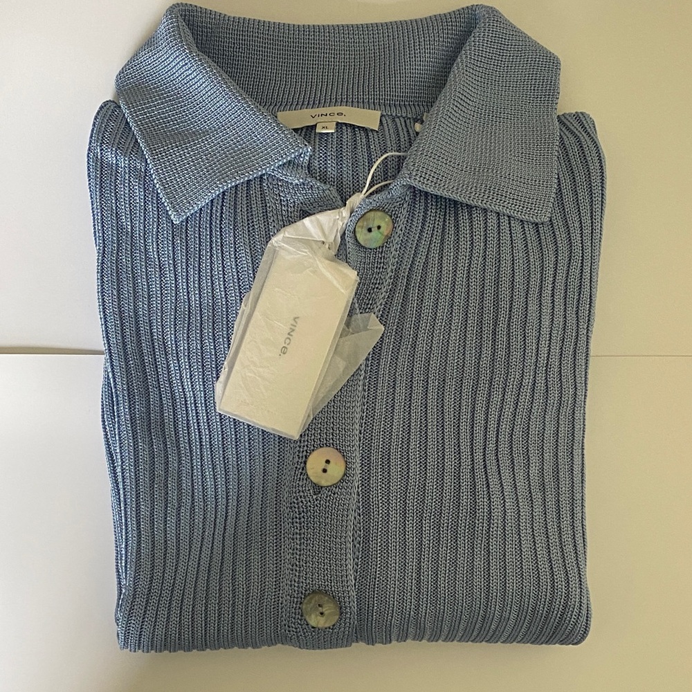 Vince Light Blue Ribbed women’s Cardigan